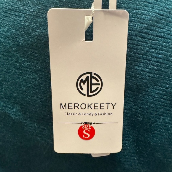 Teal v neck lace long sleeve, knitted top - size S NWT - Picture 5 of 6